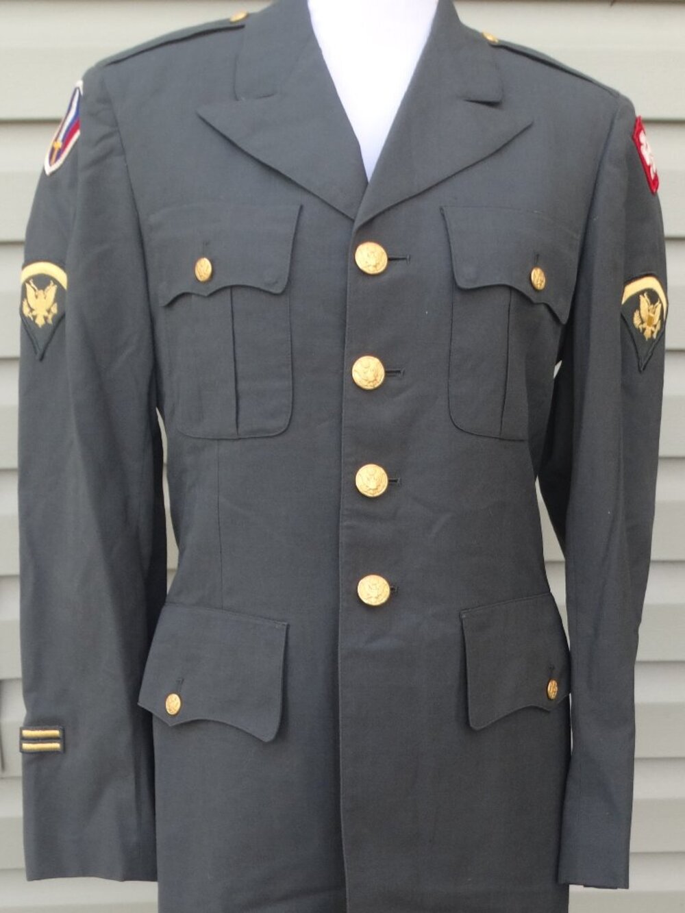 US Army Vintage Class A Wool Jacket Vietnam Nam Era Size 36L, 4 patches